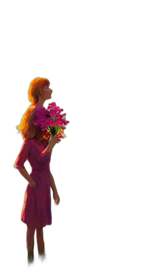 dress, flower, staff, crown transparent PNG cut-out