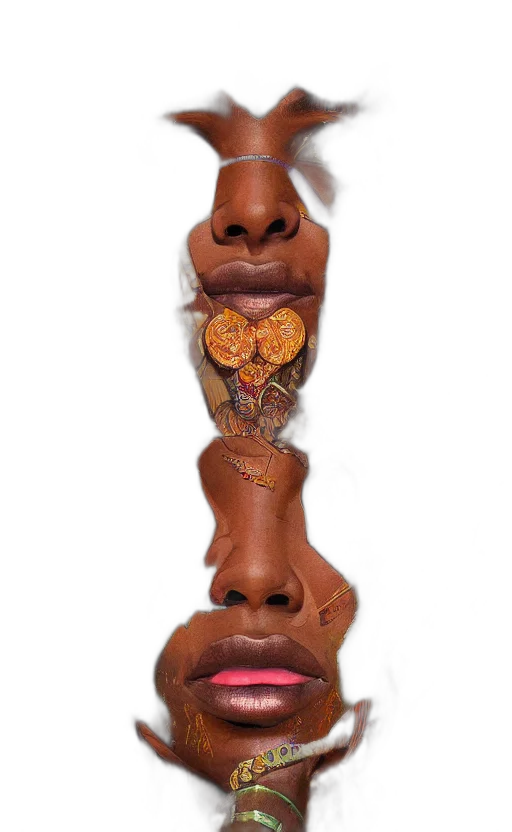 face, mask, jewelry, food, photorealistic, 3d render, concept art, cartoon transparent PNG cut-out