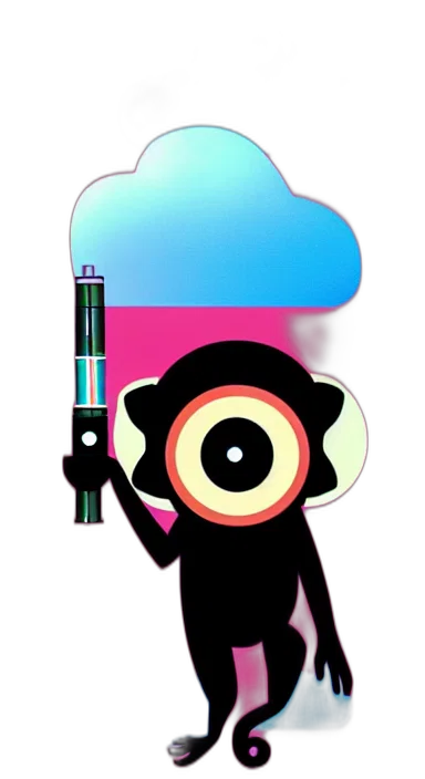 staff, weapon, robot, umbrella, vaporwave, pixel art, concept art, cartoon transparent PNG cut-out