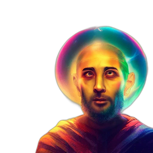 face, mask, watercolor, fantasy art, photorealistic, vaporwave, outer space, young transparent PNG cut-out