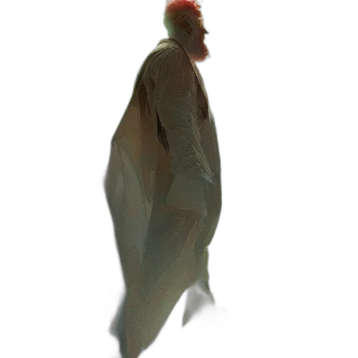 creature, mask, jacket, staff, concept art, 3d render, photorealistic, comic book art transparent PNG cut-out