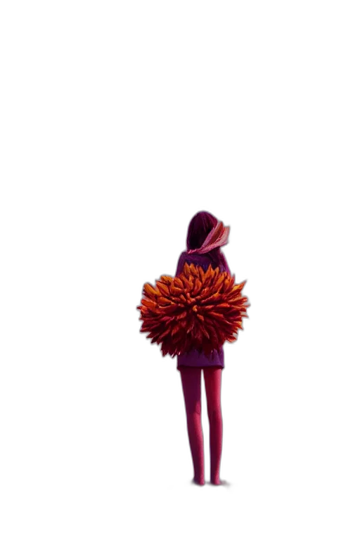 flower, jacket, hair, dress, concept art, 3d render, comic book art, pixel art transparent PNG cut-out