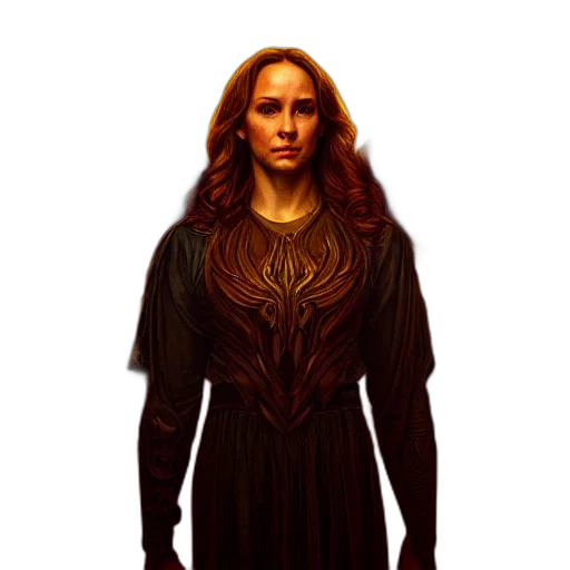 dress, staff, face, fantasy art transparent PNG cut-out