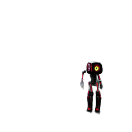 robot, creature, weapon, mask, pixel art, 3d render, concept art, cartoon transparent PNG cut-out