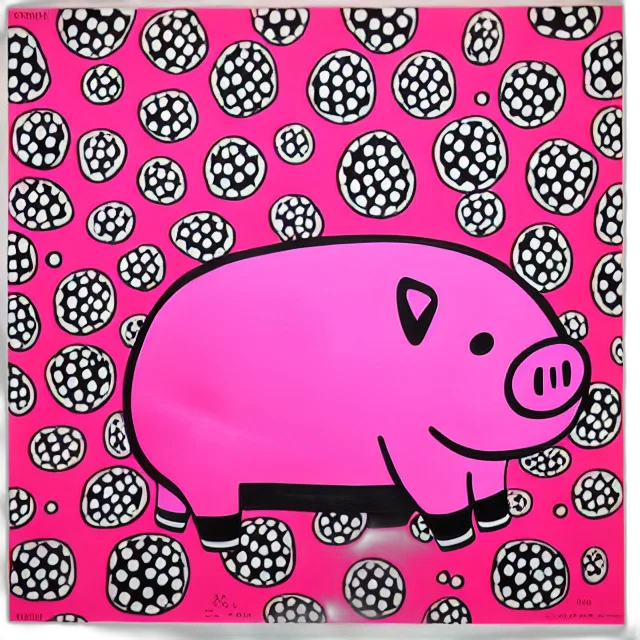 beautiful, painting, lovely, toy, pink, pig, kusama, yayoi transparent PNG cut-out