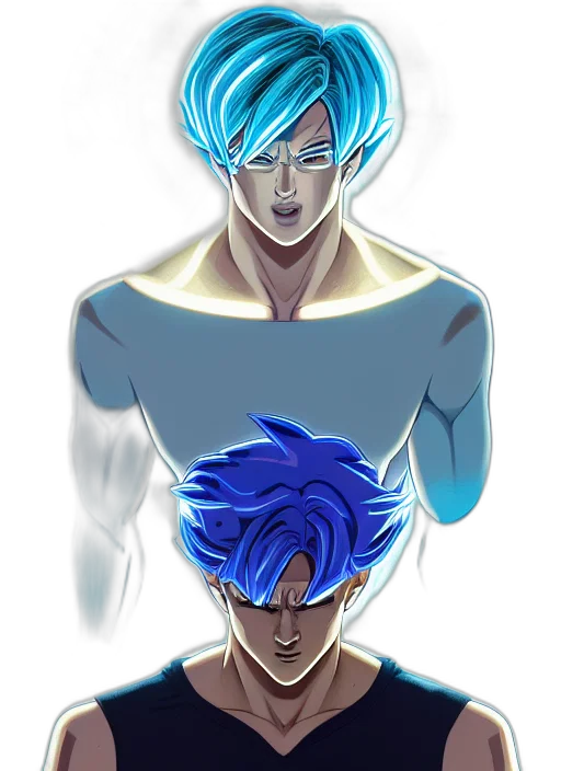 concept art, anime, comic book art, fantasy art, neon lights, blue, neon, dark transparent PNG cut-out