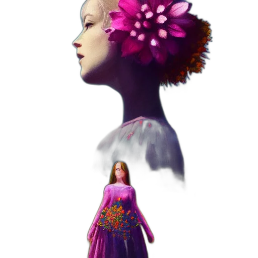 dress, crown, flower, face transparent PNG cut-out
