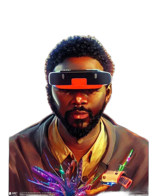 staff, face, robot, cyberpunk transparent PNG cut-out