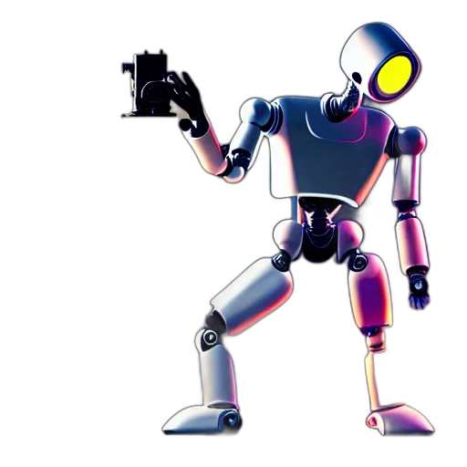robot, weapon, concept art, 3d render, cyberpunk, pixel art, two, subject transparent PNG cut-out