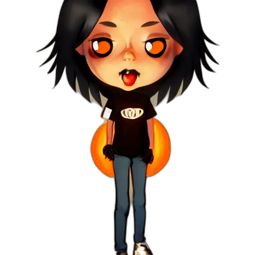 cartoon, pixel art, concept art, fantasy art, tomboy, girl, dark, skin transparent PNG cut-out