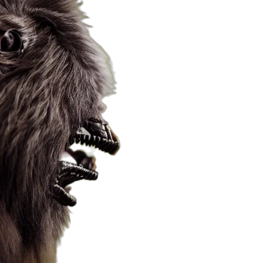 creature, animal, hair, mask, concept art, photorealistic, 3d render, fantasy art transparent PNG cut-out