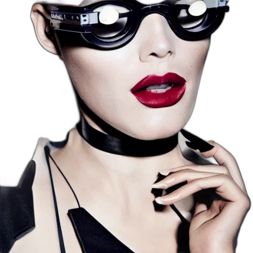 jewelry, photorealistic, cyberpunk, woman, googles, editorial, fashion, photography transparent PNG cut-out
