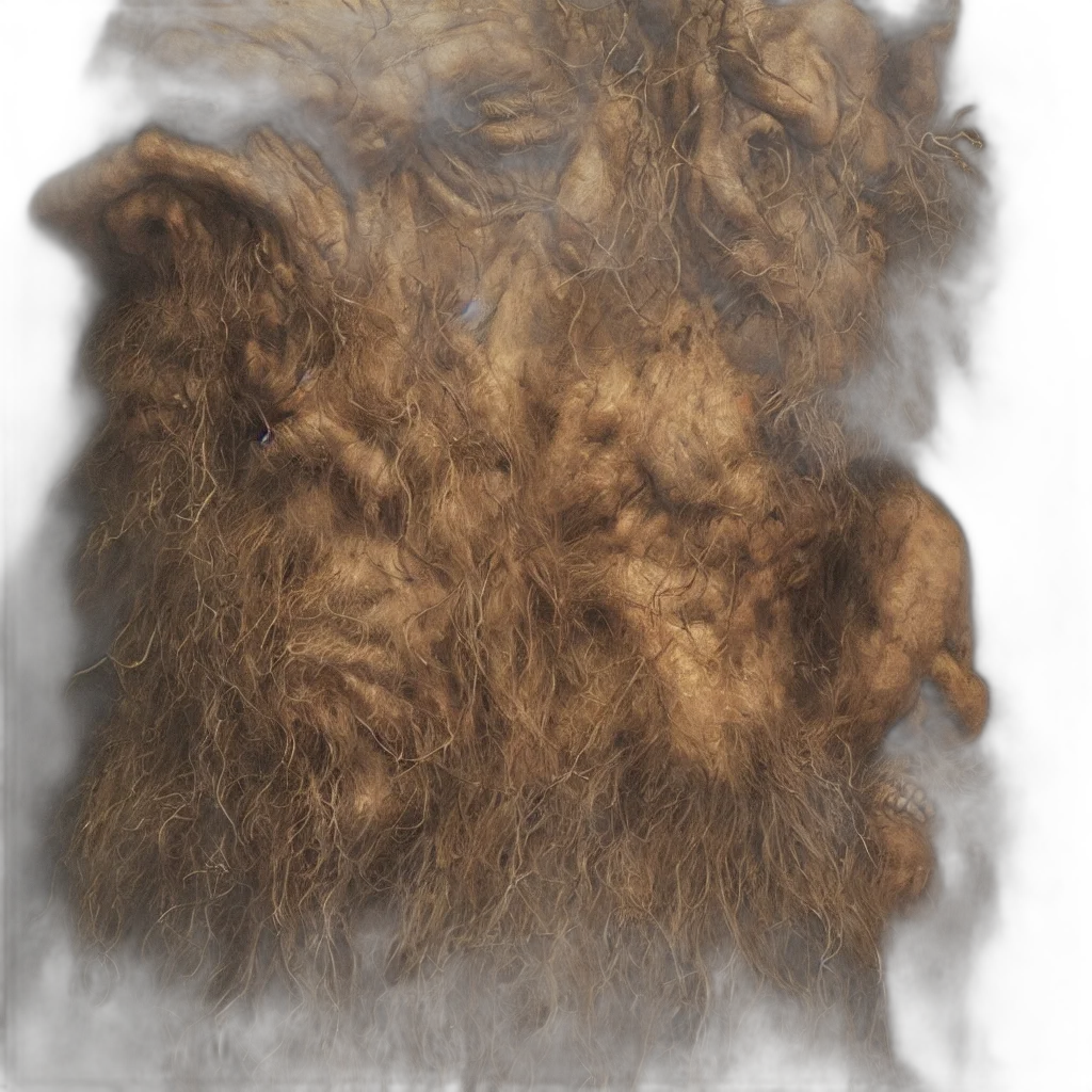 hair, mask, face, creature, photorealistic, 3d render, concept art, fantasy art transparent PNG cut-out