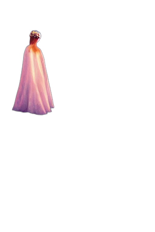 dress, crown, staff, hair transparent PNG cut-out