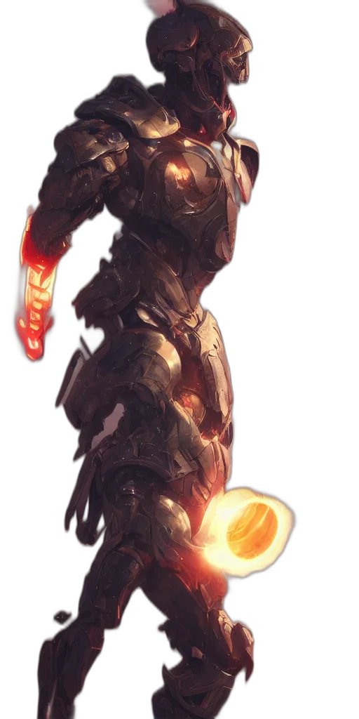 robot, weapon, staff, mask, concept art, fantasy art, comic book art, 3d render transparent PNG cut-out