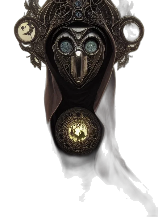 mask, face, staff, creature, concept art, fantasy art, watercolor, comic book art transparent PNG cut-out