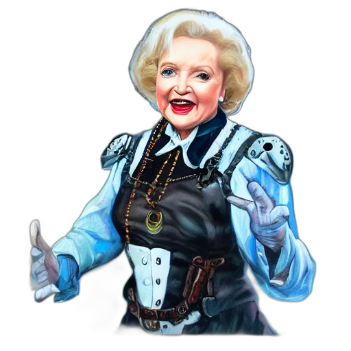 jacket, robot, staff, concept art, photorealistic, pixel art, 3d render, betty transparent PNG cut-out