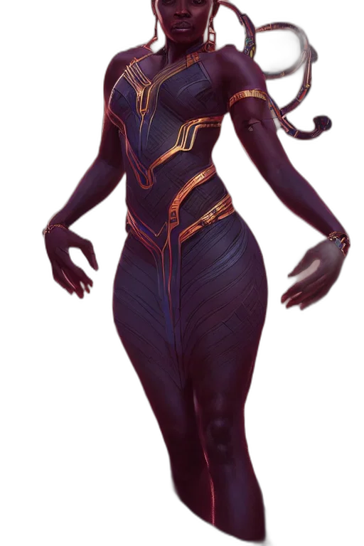 dress, creature, staff, concept art, fantasy art, comic book art, 3d render, dark transparent PNG cut-out