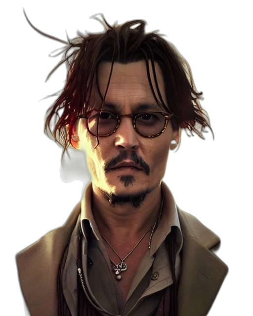 face, jacket, photorealistic, comic book art, concept art, cyberpunk, johnny, depp transparent PNG cut-out