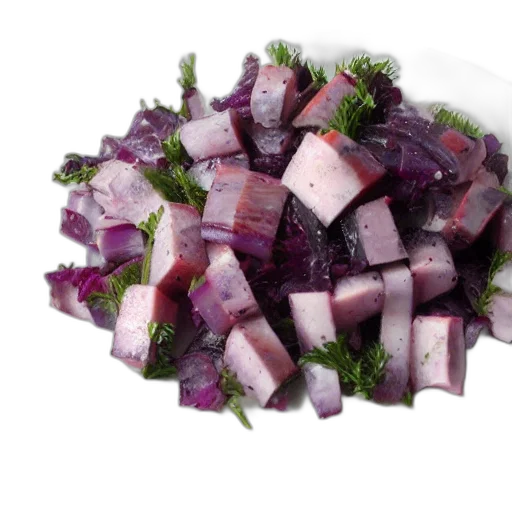 food, crown, weapon, 3d render, photorealistic, herring, salad transparent PNG cut-out