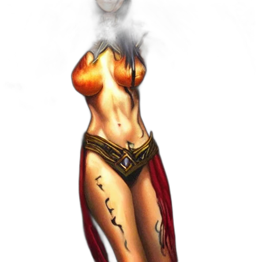 dress, jewelry, concept art, fantasy art, comic book art, photorealistic, fire, dark transparent PNG cut-out