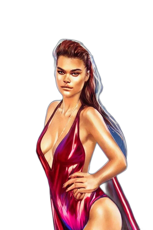 dress, jacket, concept art, cartoon, photorealistic, comic book art, red, beautiful transparent PNG cut-out