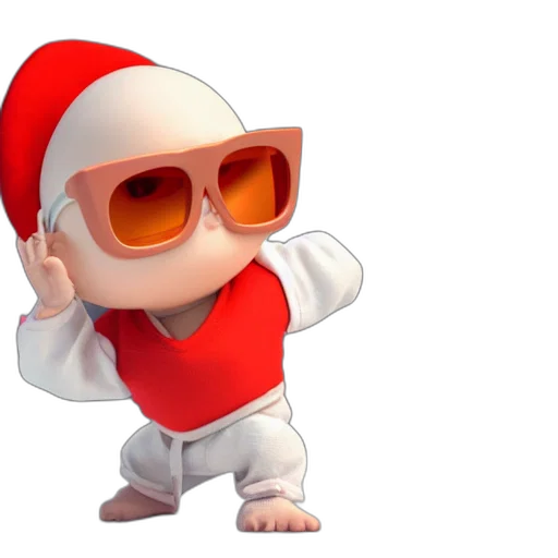 3d render, concept art, cartoon, cute, light, red, baby, chick transparent PNG cut-out