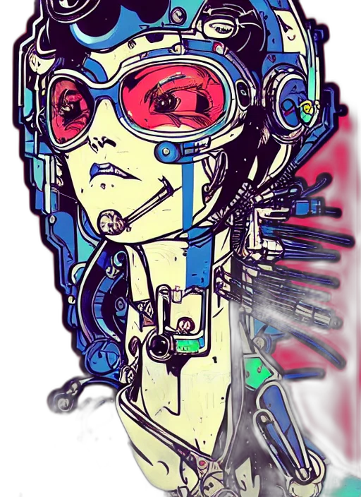 robot, face, mask, cyberpunk, comic book art, cartoon, vaporwave, neon lights transparent PNG cut-out