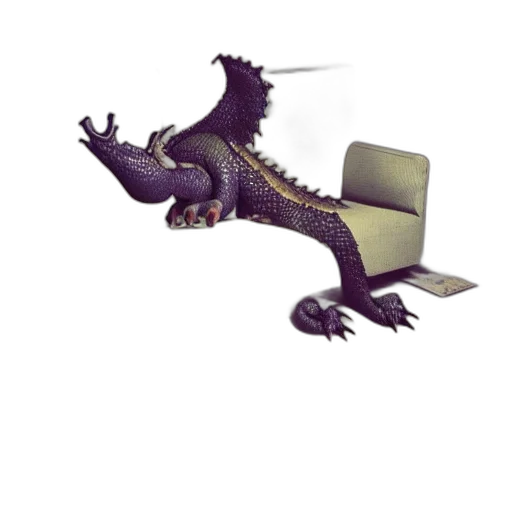 dragon, creature, animal, furniture, 3d render, fantasy art, pixel art, concept art transparent PNG cut-out