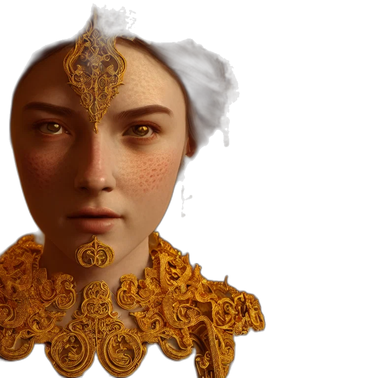 crown, face, mask, jewelry, fantasy art, concept art, photorealistic, 3d render transparent PNG cut-out