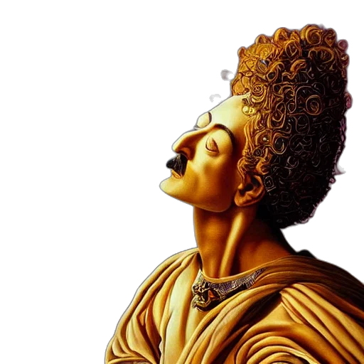 face, crown, staff, photorealistic transparent PNG cut-out