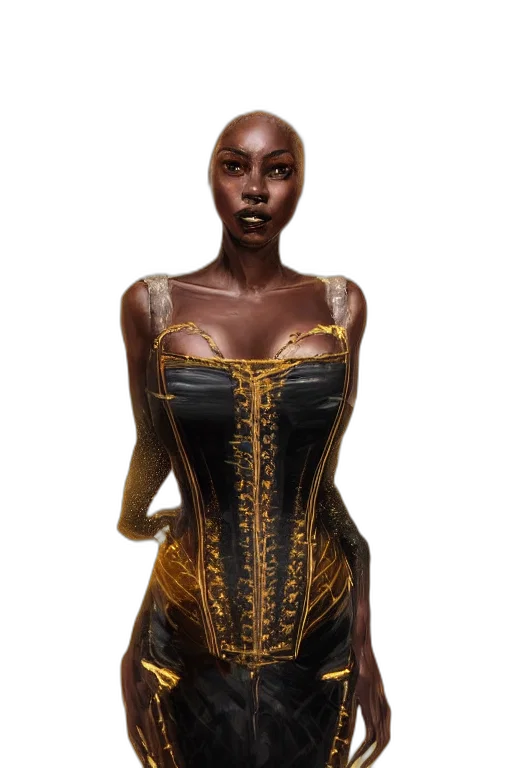 dress, jewelry, crown, fantasy art, concept art, 3d render, comic book art, dark transparent PNG cut-out