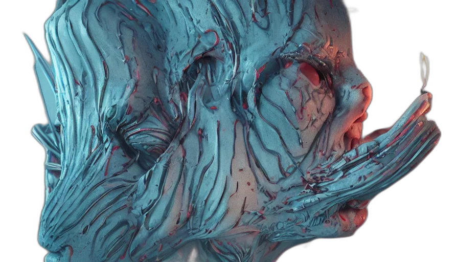 mask, face, hair, creature, 3d render, concept art, photorealistic, cyberpunk transparent PNG cut-out
