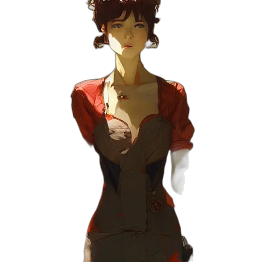 dress, staff, face, concept art, pixel art, anime, fantasy art, red transparent PNG cut-out
