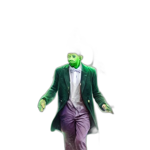 creature, mask, jacket, staff, concept art, 3d render, comic book art, fantasy art transparent PNG cut-out