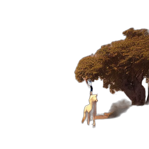 tree, creature, hair, animal, 3d render, concept art, fantasy art, photorealistic transparent PNG cut-out
