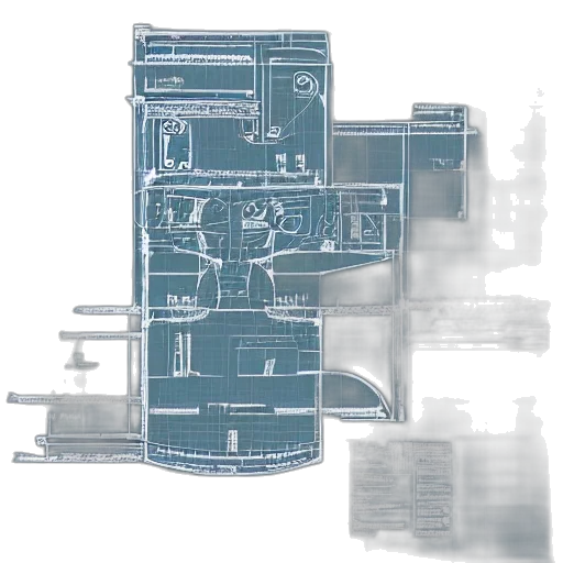 robot, building, furniture, weapon, 3d render, concept art, detailed, blueprint transparent PNG cut-out