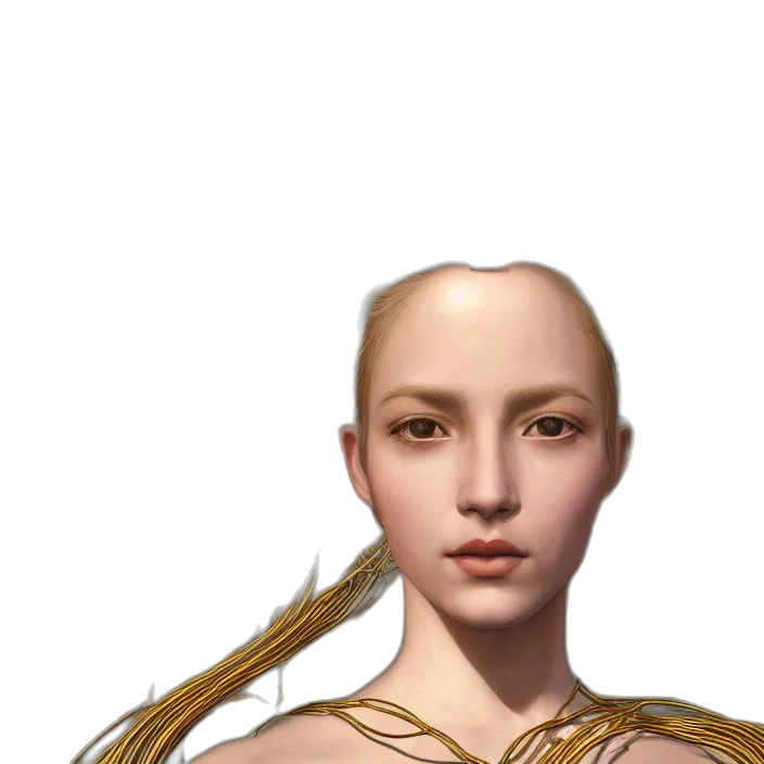 face, hair, crown, jewelry, fantasy art, photorealistic, concept art, 3d render transparent PNG cut-out