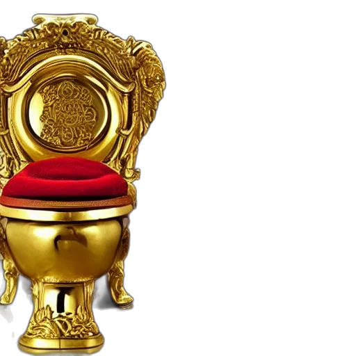 furniture, crown, 3d render, golden, toilet, red, hibiscus, embossed transparent PNG cut-out