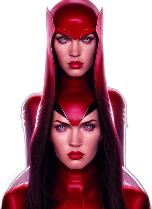 comic book art, concept art, 3d render, fantasy art, red, symmetry, gantz, portrait transparent PNG cut-out