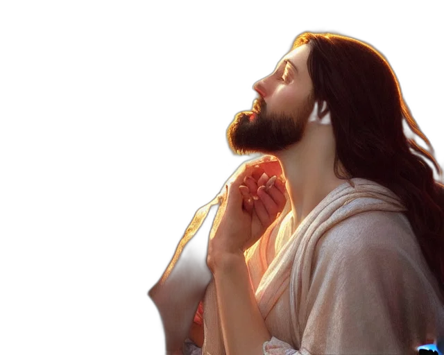 food, photorealistic, vaporwave, concept art, 3d render, photography, jesus, kissing transparent PNG cut-out