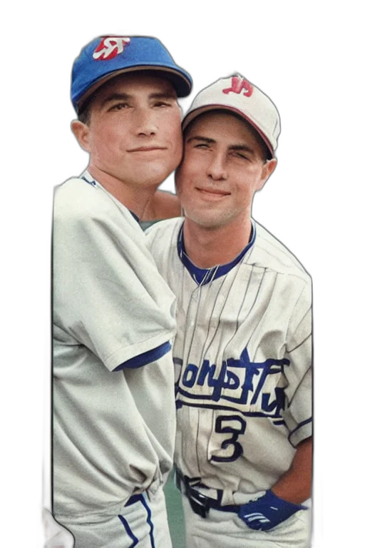 photorealistic, baseball, card, two, players, kissing transparent PNG cut-out