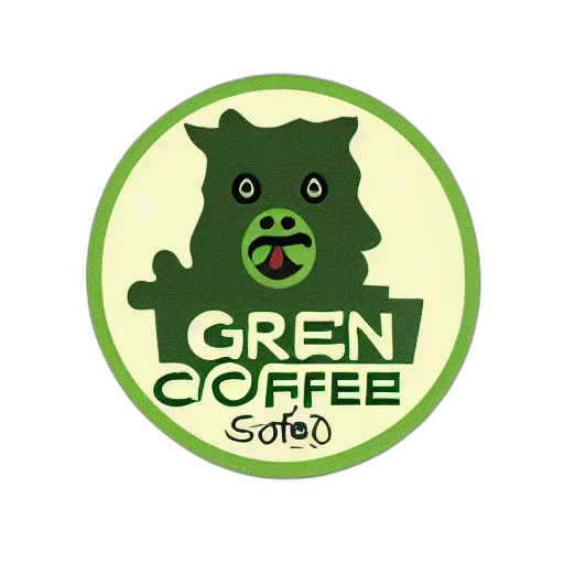 3d render, green, circular, coffee, shop, logo, depicting, ugly transparent PNG cut-out