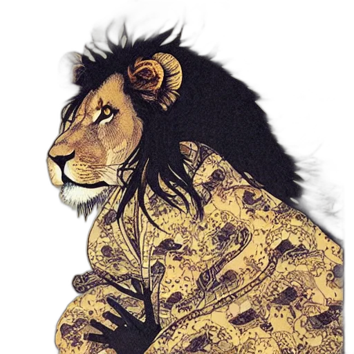 animal, crown, jacket, creature, concept art, watercolor, photorealistic, fantasy art transparent PNG cut-out