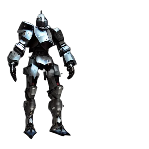 robot, weapon, concept art, 3d render, pixel art, fantasy art, monochrome, blue transparent PNG cut-out
