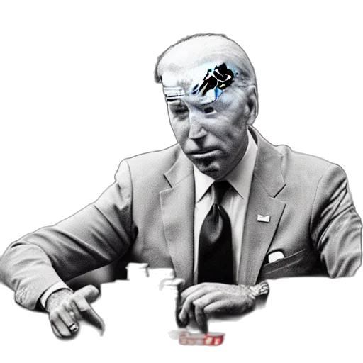 face, concept art, vaporwave, cyberpunk, joe, biden, smoking, cigar transparent PNG cut-out