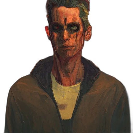 face, jacket, mask, staff transparent PNG cut-out