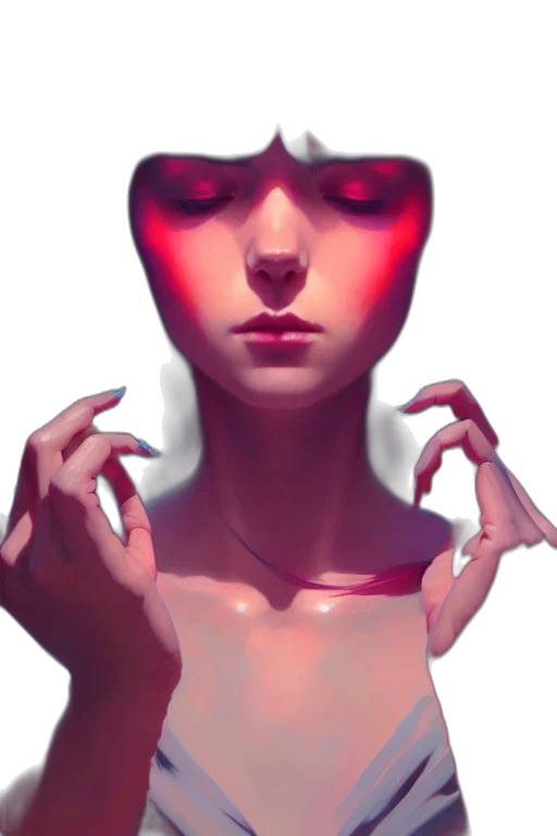face, mask, creature, robot, concept art, fantasy art, cyberpunk, photorealistic transparent PNG cut-out