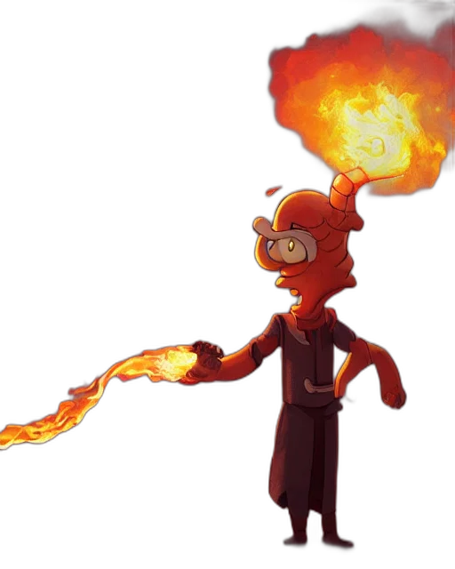 staff, jacket, mask, concept art, pixel art, cartoon, 3d render, fire transparent PNG cut-out