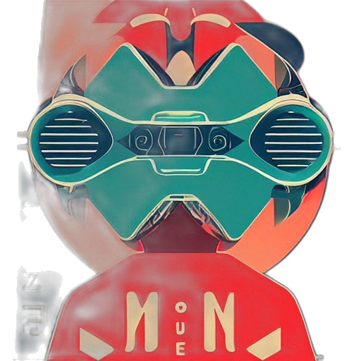 mask, robot, concept art, 3d render, comic book art, cartoon, retro, futuristic transparent PNG cut-out